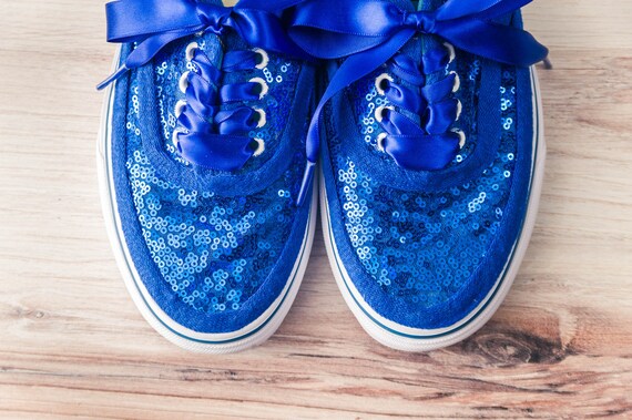 blue sequin sneakers