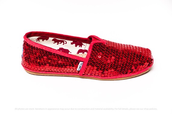 Red glitter toms womens Clearance