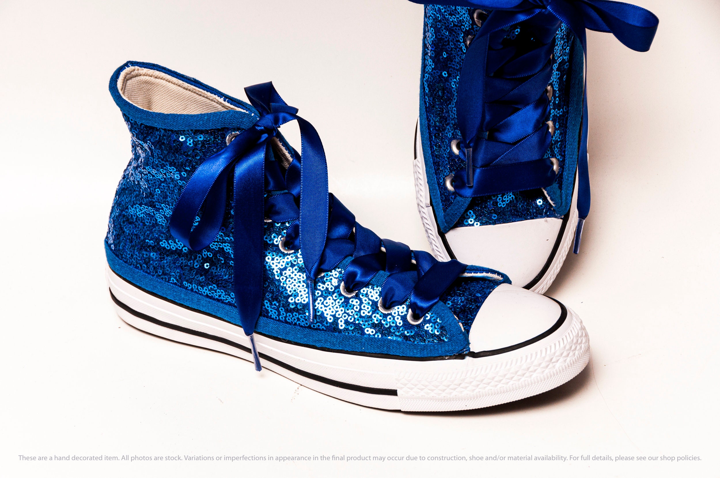Sapphire Blue Starlight Sequin Converse High Top Sneakers Etsy