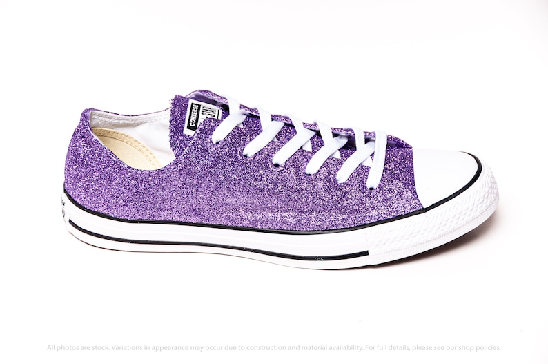 purple low cut converse