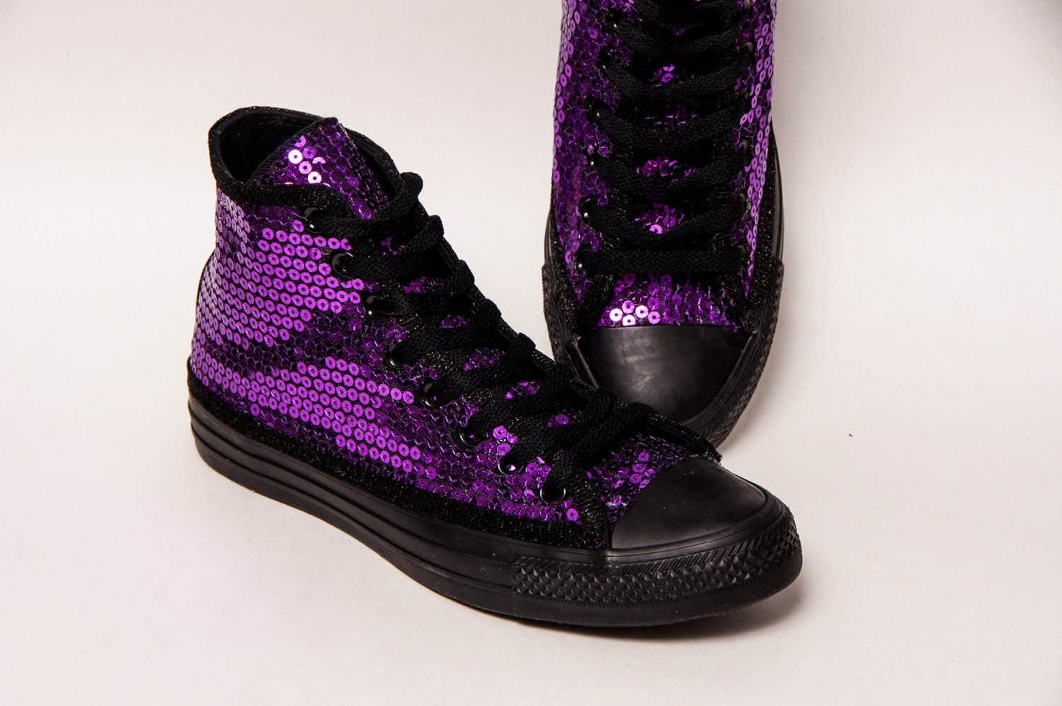 Download Sequin Converse Brand Purple and Black Canvas Hi Top