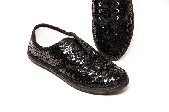 Black Starlight Sequin Sneakers | Etsy