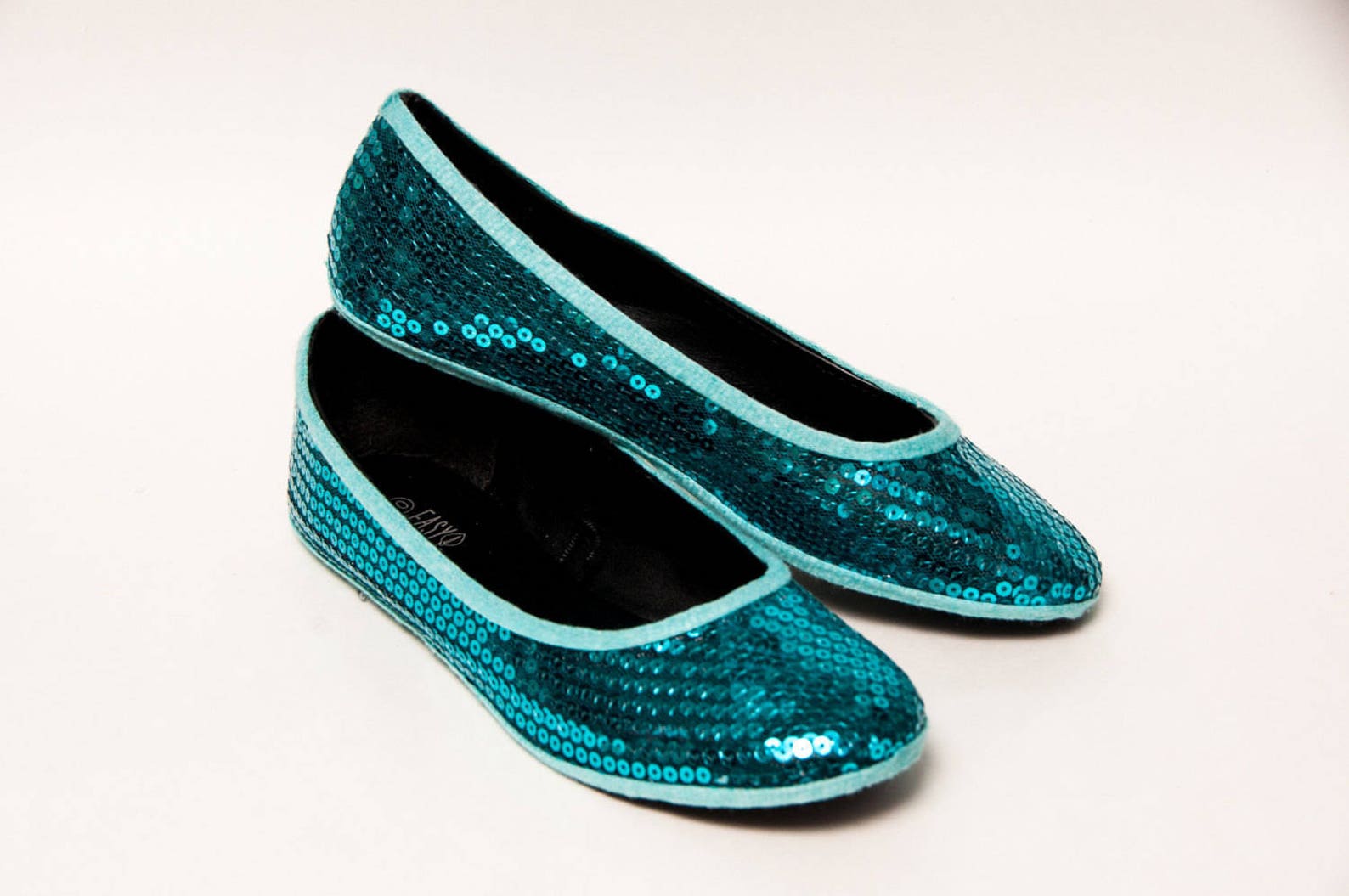 sequin - jade green blue ballet slipper flats custom shoes by princess pumps