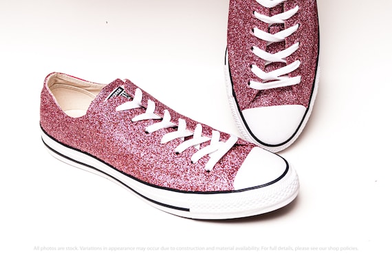 Baby Pink Glitter Converse Low Tops | Etsy