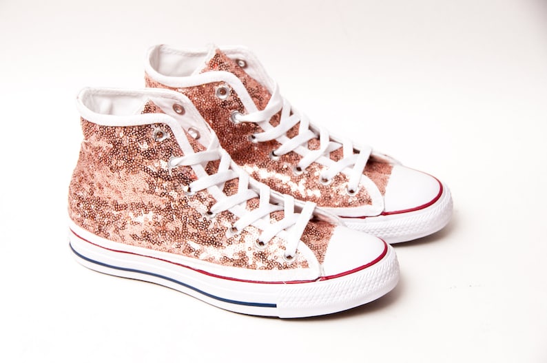 Rose Gold Sequin Converse High Top Sneakers | Etsy