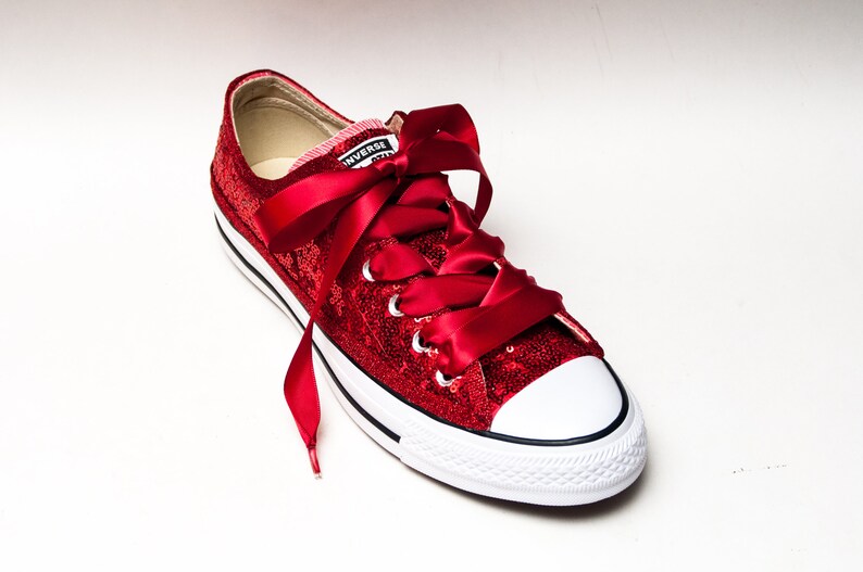 sparkly red converse shoes