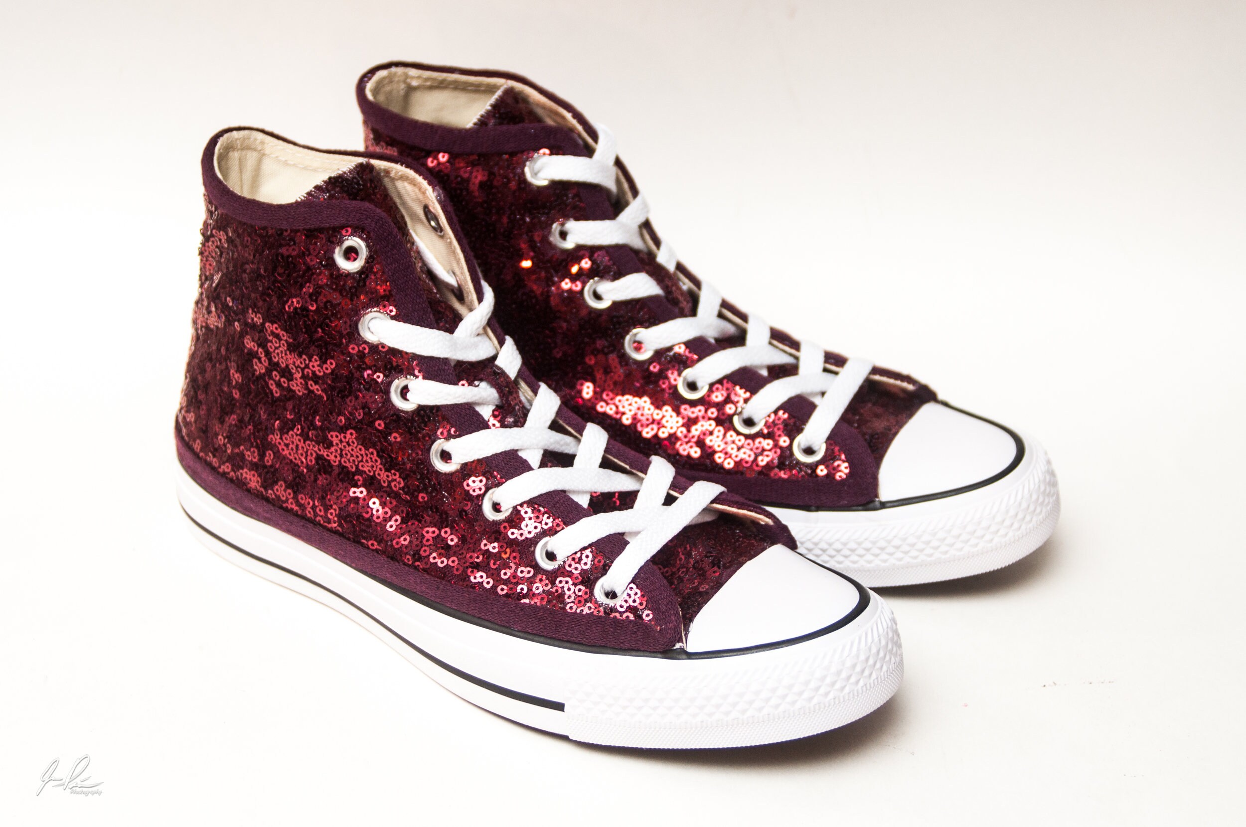 Burgundy Starlight Sequin Converse High Top Sneakers Etsy
