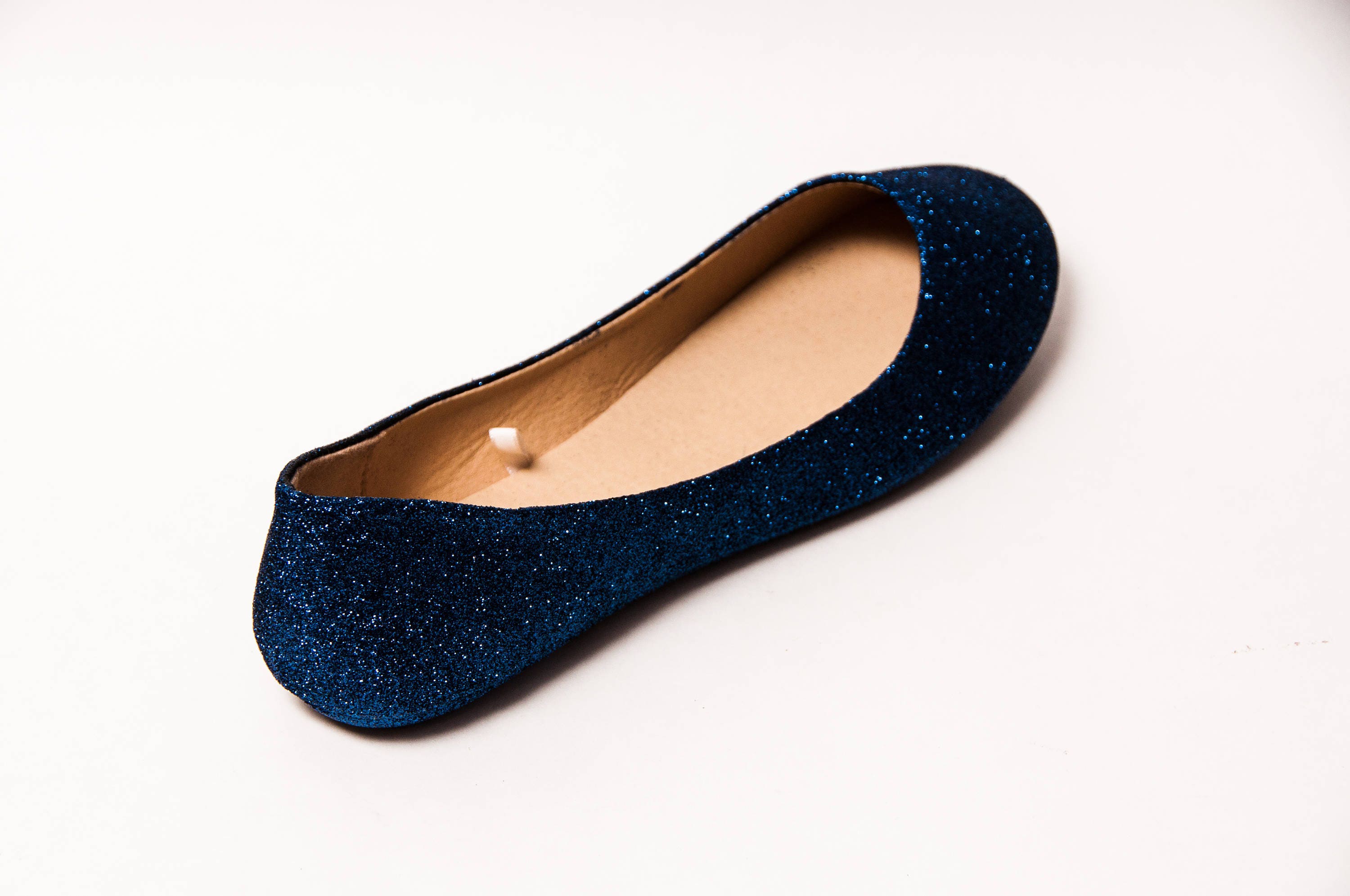 navy glitter ballet flats