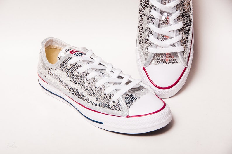 silver sequin converse low tops