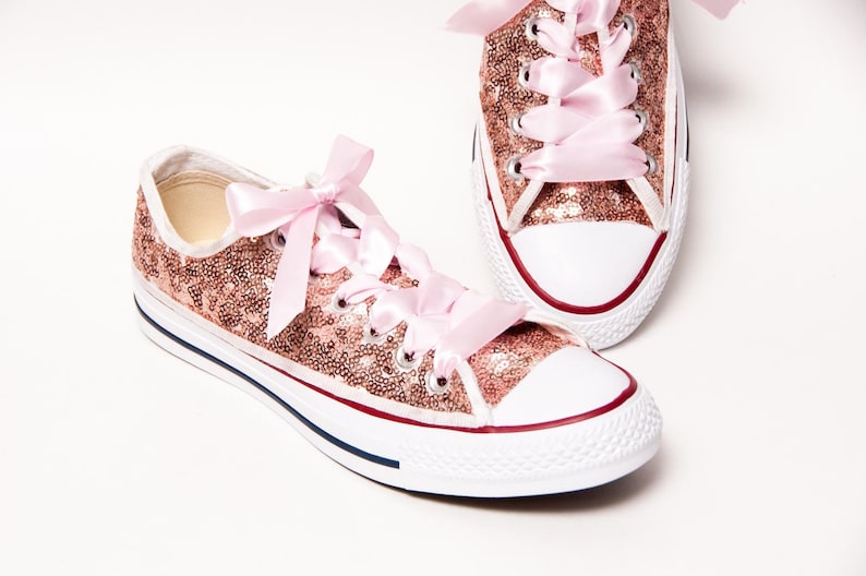 Rose Gold Sequin Converse Low Top Sneakers | Etsy