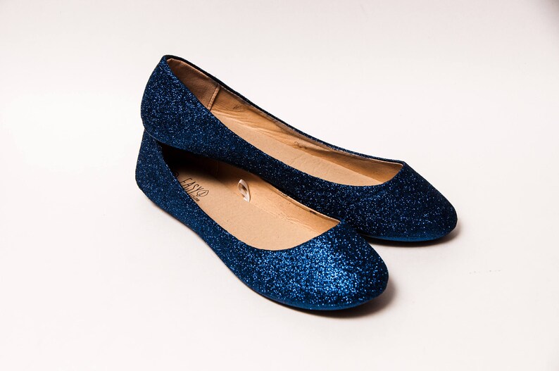 navy blue sparkly flats