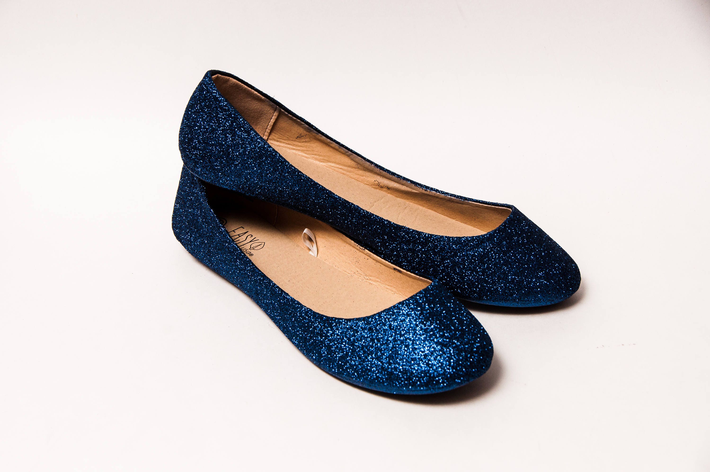 navy sparkle flats
