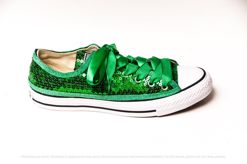Kelly Green Sequin Converse Low Top Sneakers Etsy