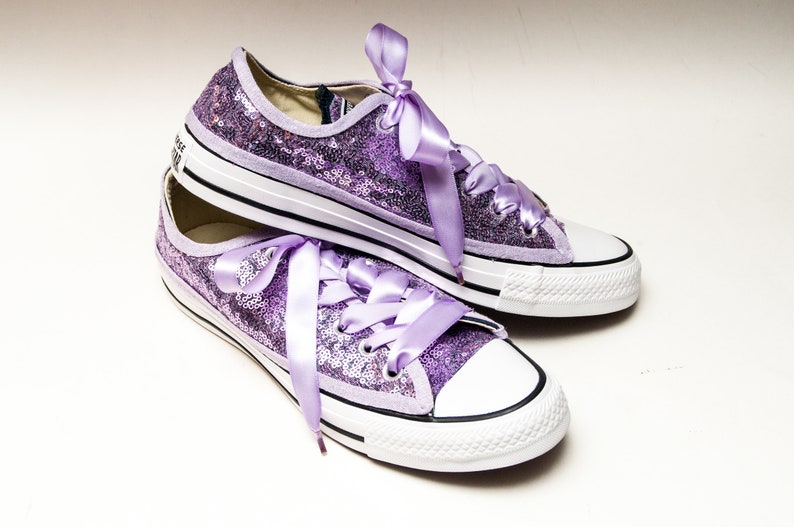 Lavender Purple Starlight Sequin Converse Low Top Sneakers | Etsy
