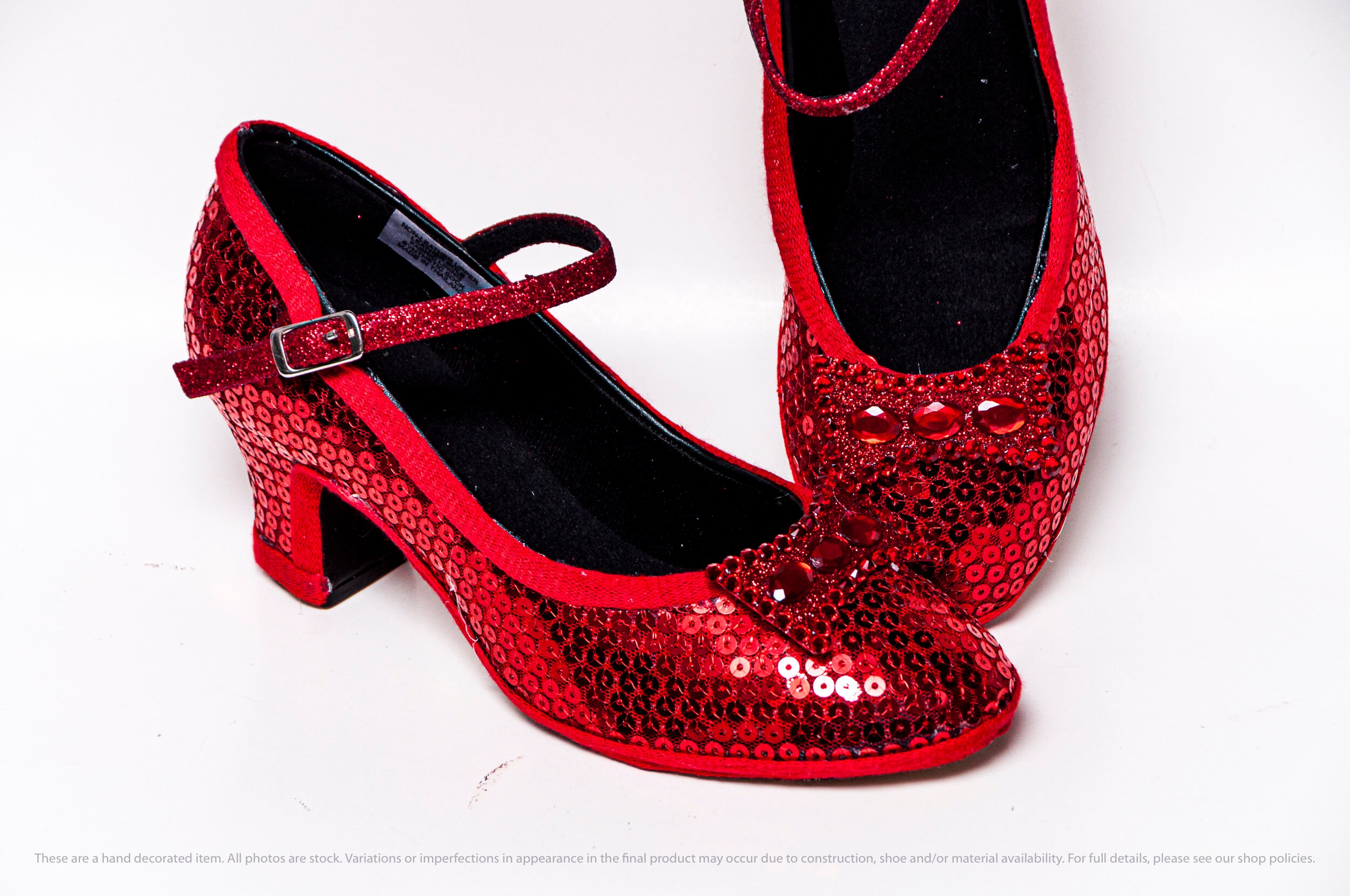 red sequin heels