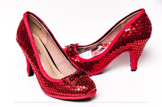 red sequin high heels