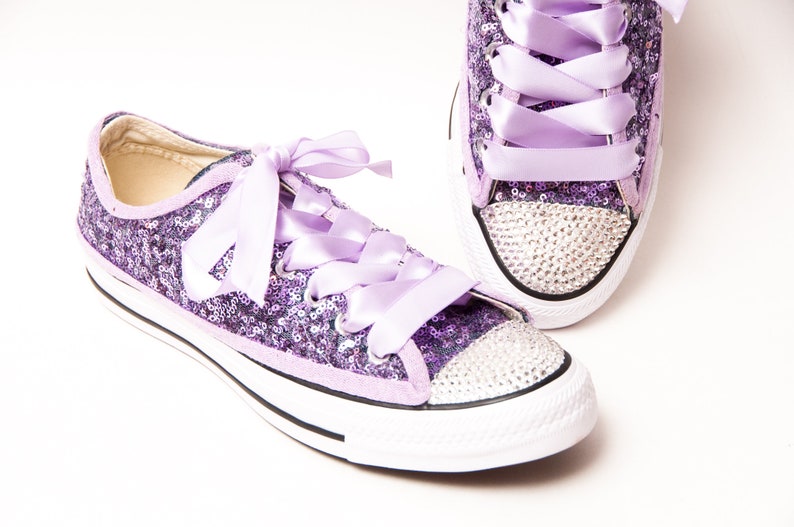 Lavender Purple Starlight Sequin Converse Low Top Sneakers | Etsy