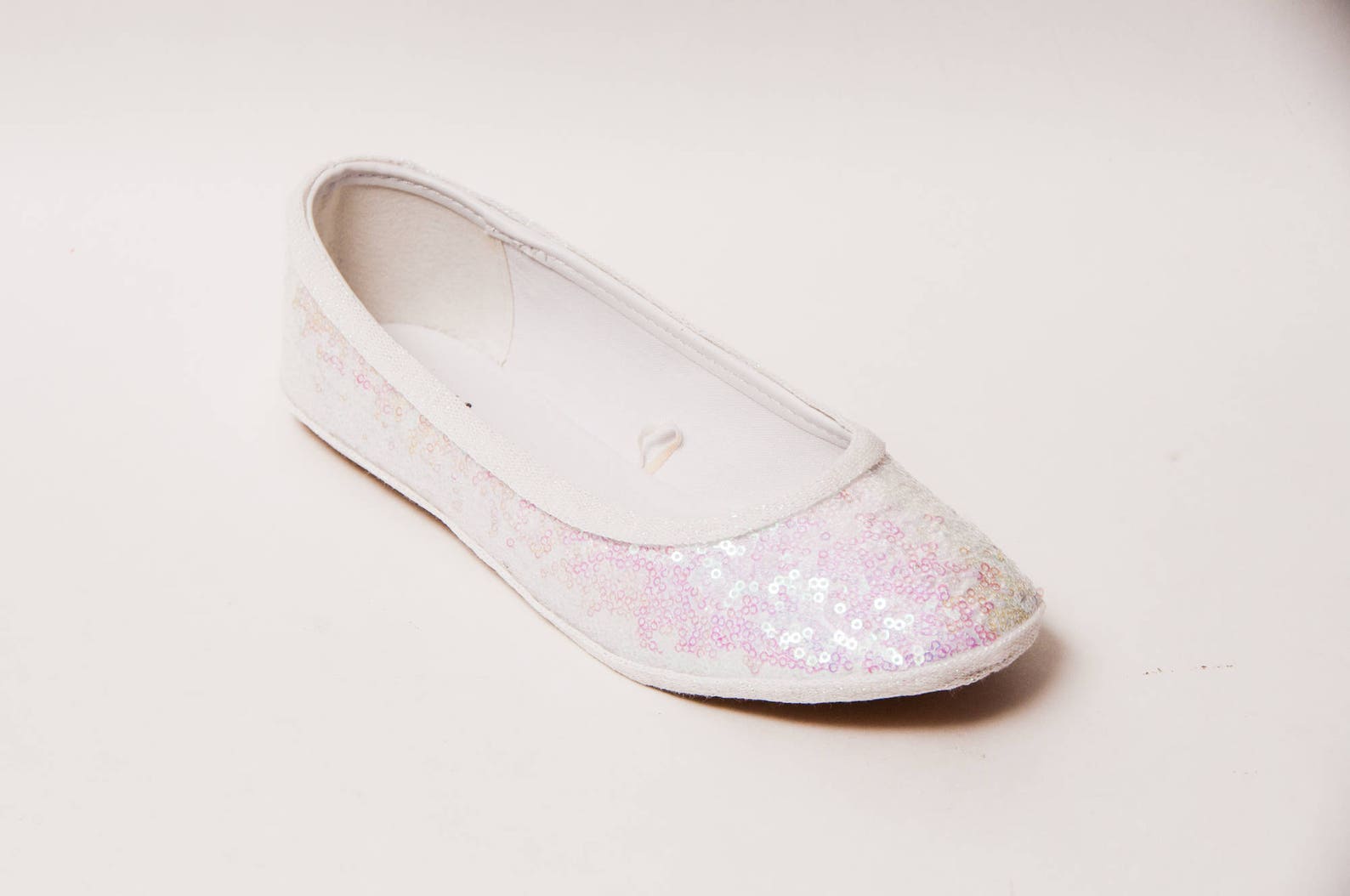 sequin - crystal iridescent iris white ballet flat slipper custom shoes