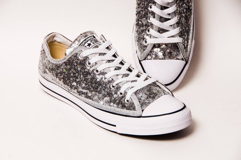 Silver Starlight Sequin Converse® All Star Low Top Sneakers | Etsy