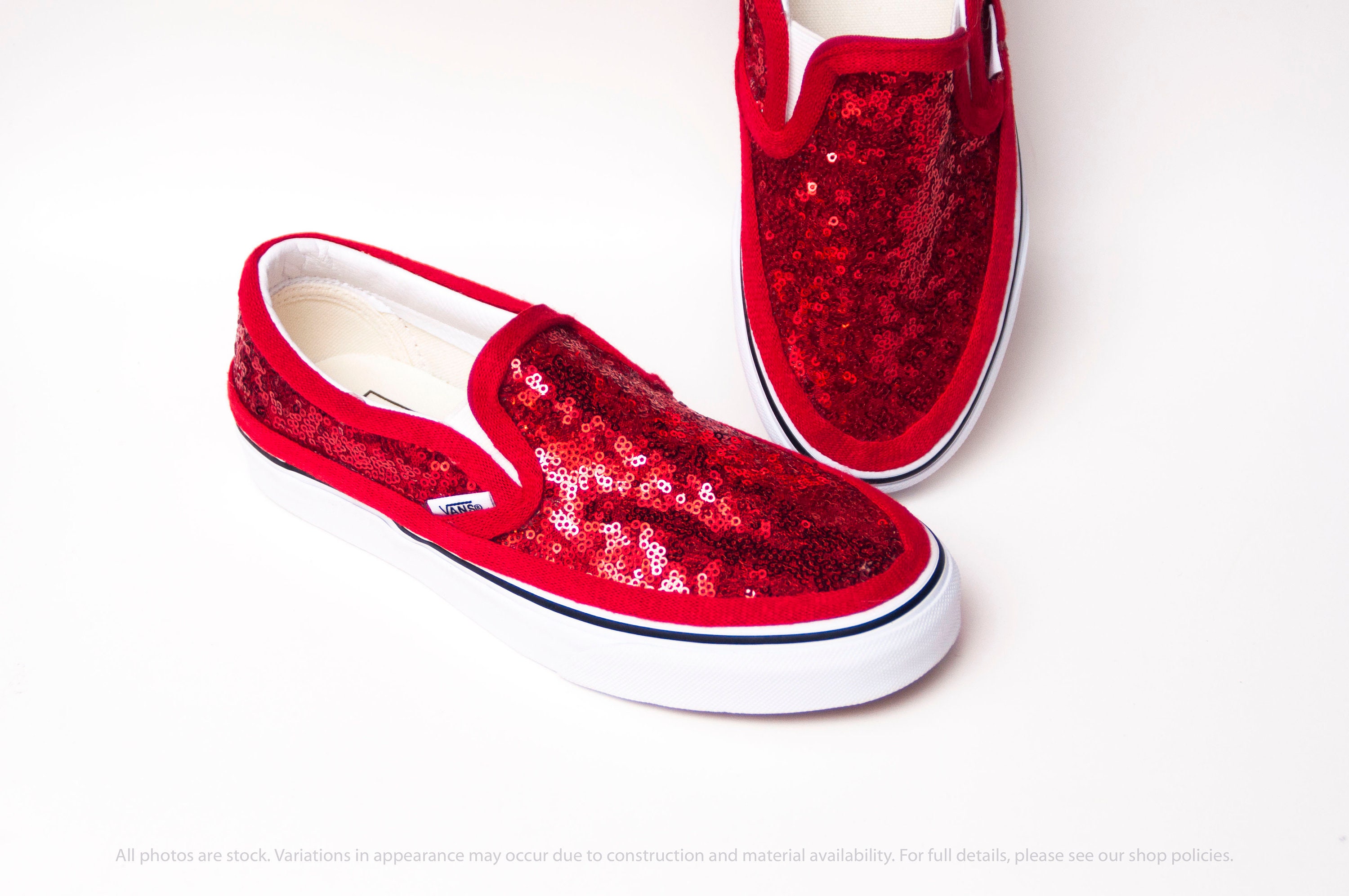 vans red sparkle shoes