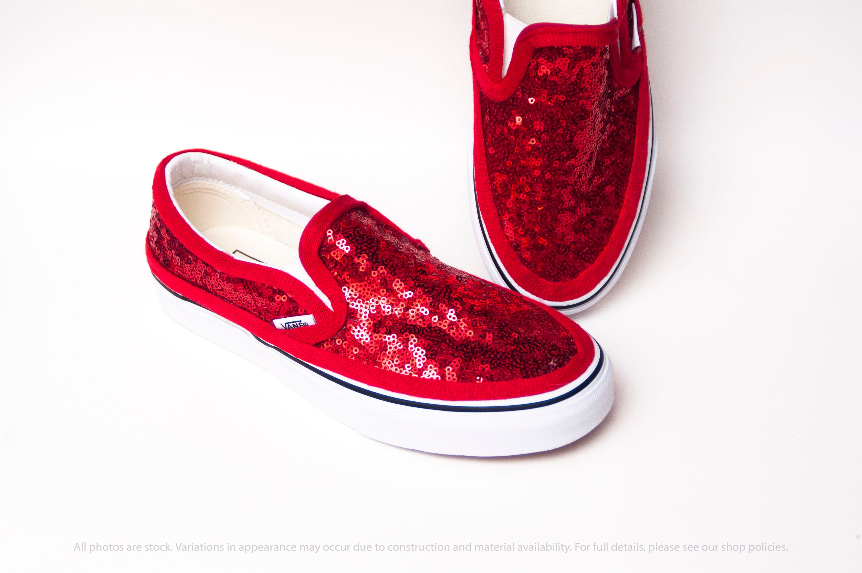 red glitter vans womens