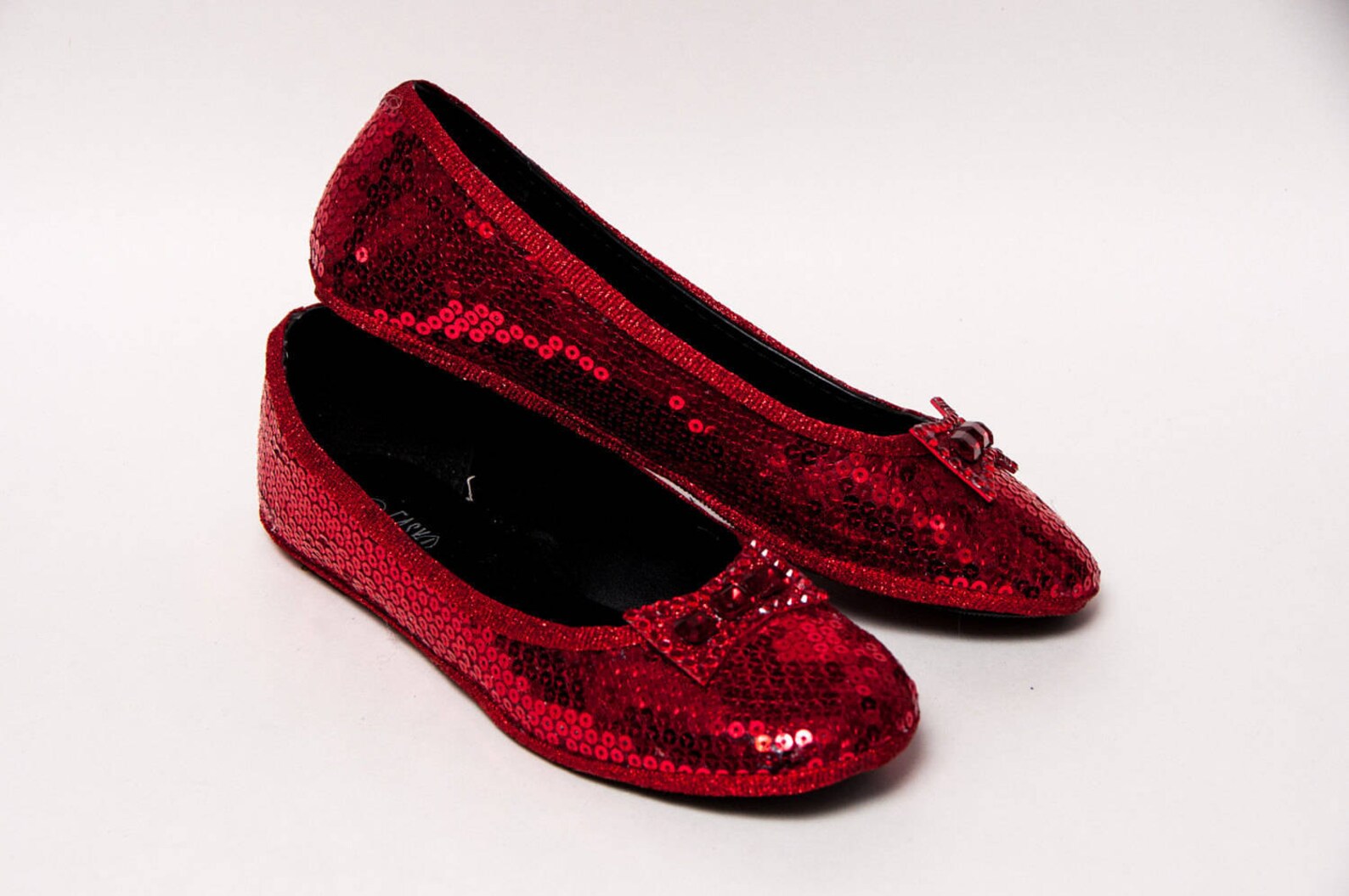 bridal - sequin red ballet slippers flats shoes with red crystal rhinestone bows