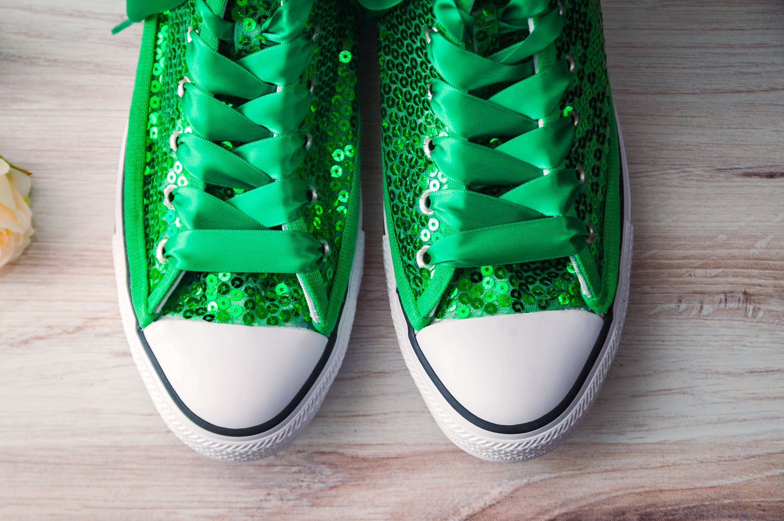 green sparkly trainers