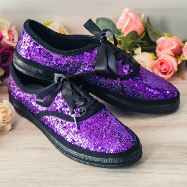 Black Sequin Tennis Shoes Etsy