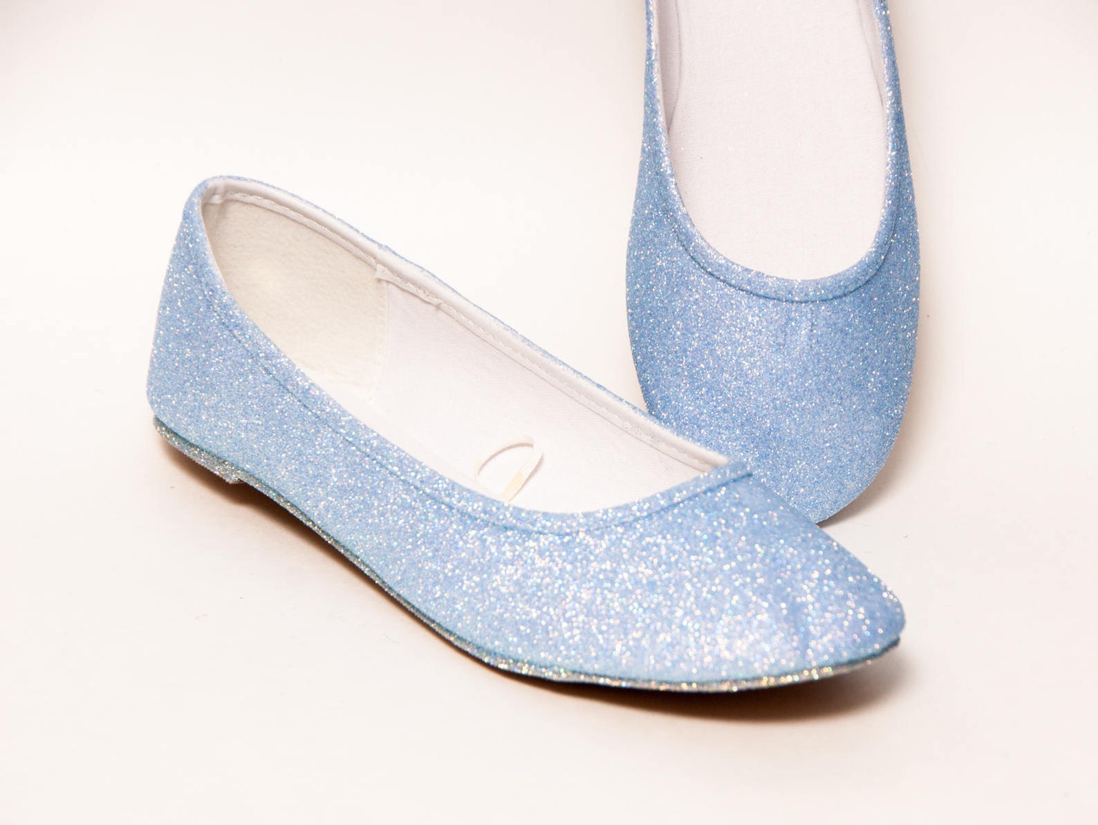 baby blue glitter ballet flats