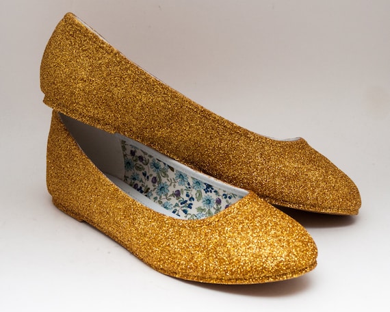 gold glitter ballet shoes