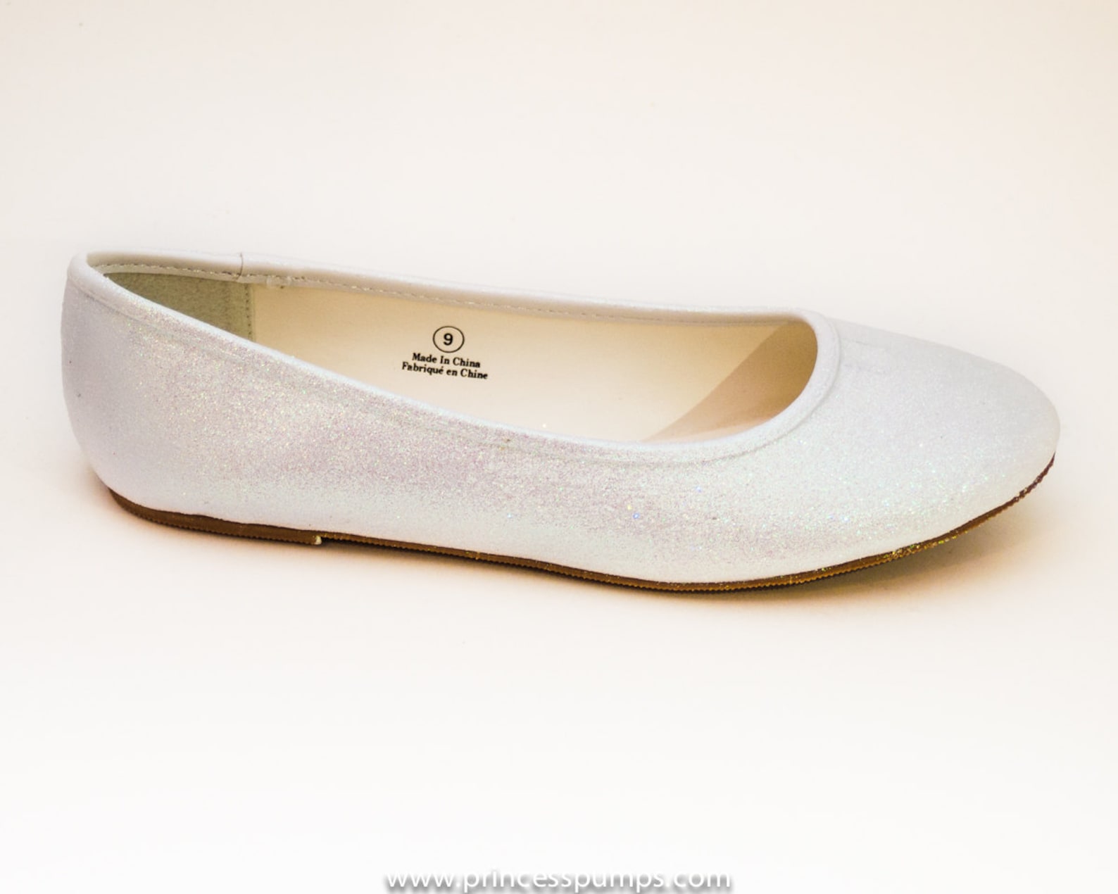 bridal - glitter crystal iridescent iris white ballet flat slipper custom shoes