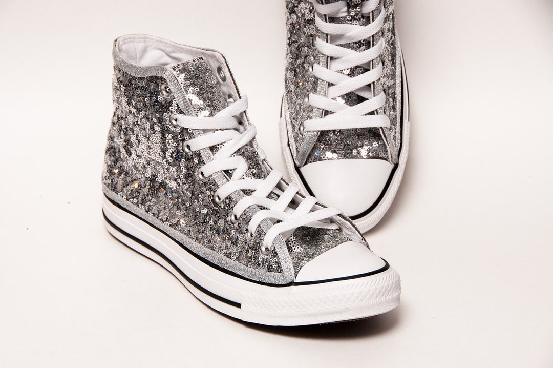 Silver sequin sneakers sale