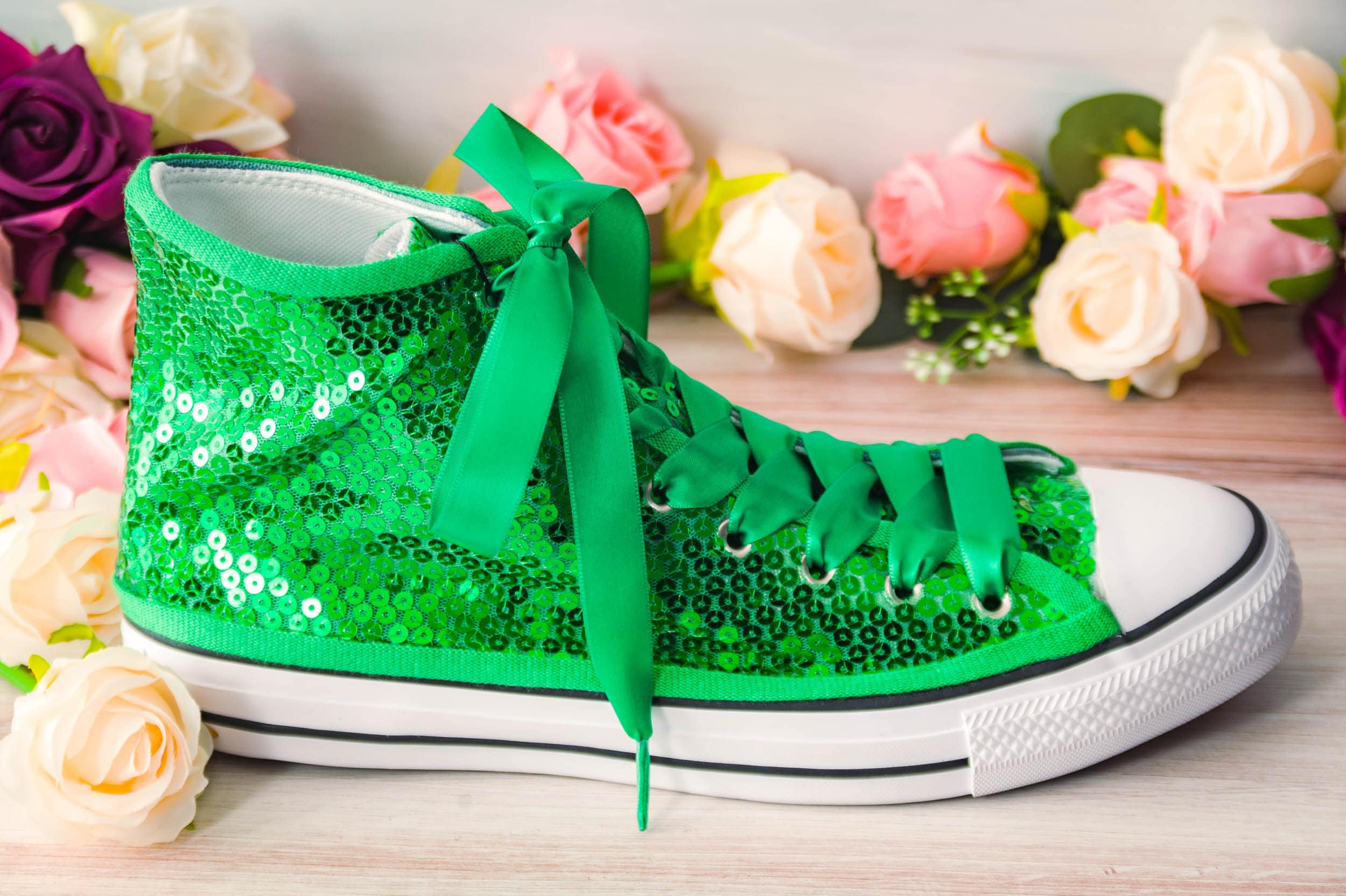 Wedding Sneakers for Bride Sparkle Kelly Green Sequin High Top Sneakers Custom Shoes for Women Wedding Shoes for Bride Green Bridesmaids Etsy UK