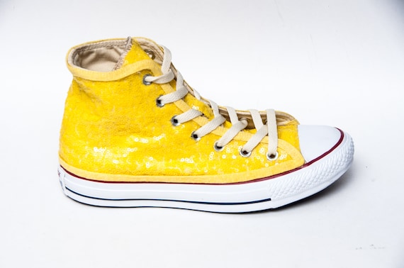 Yellow Sequin Converse Sneakers | Etsy Yellow Sequin Converse Sneakers | Etsy