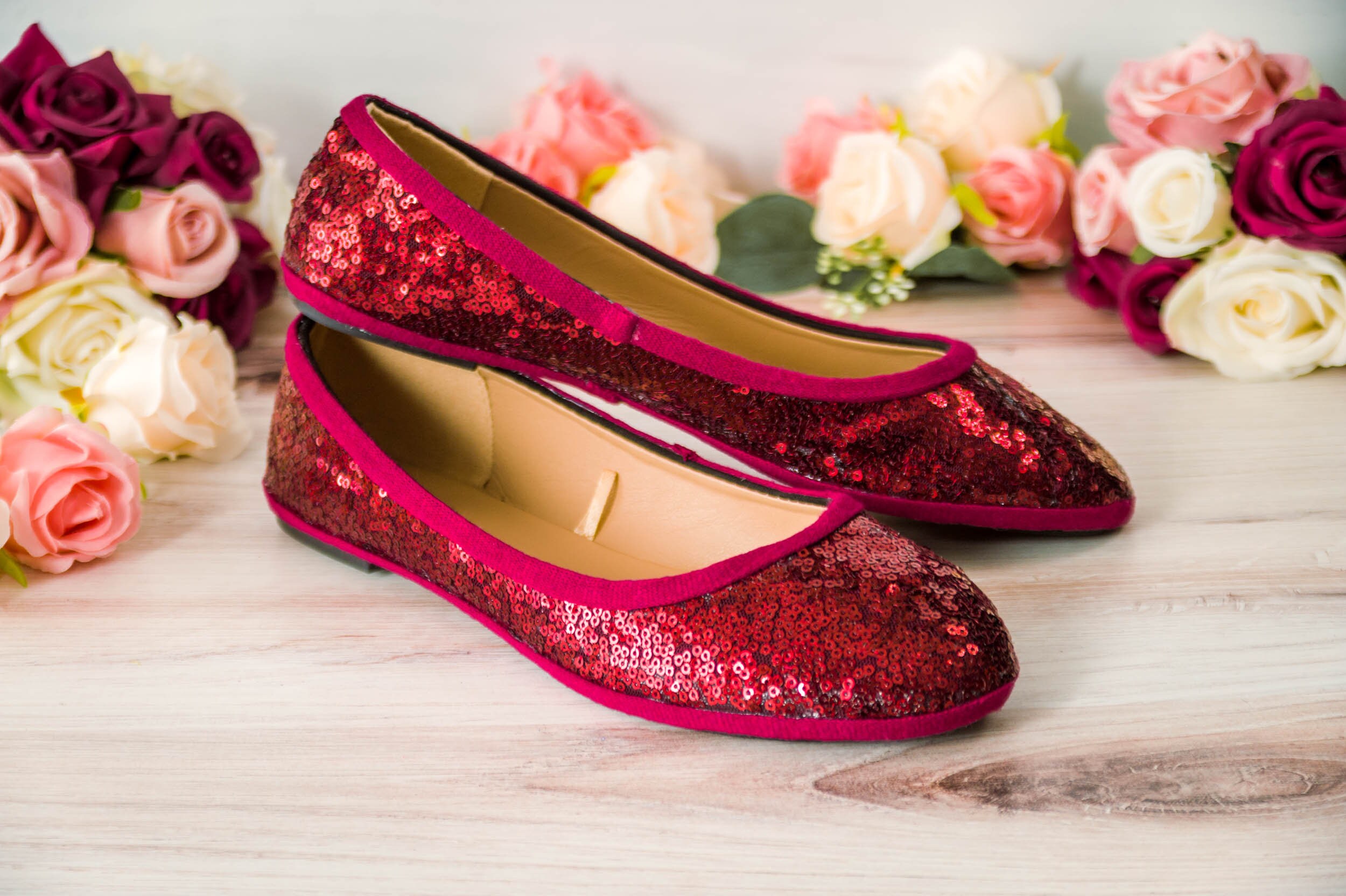Red sequin shoes womens deals