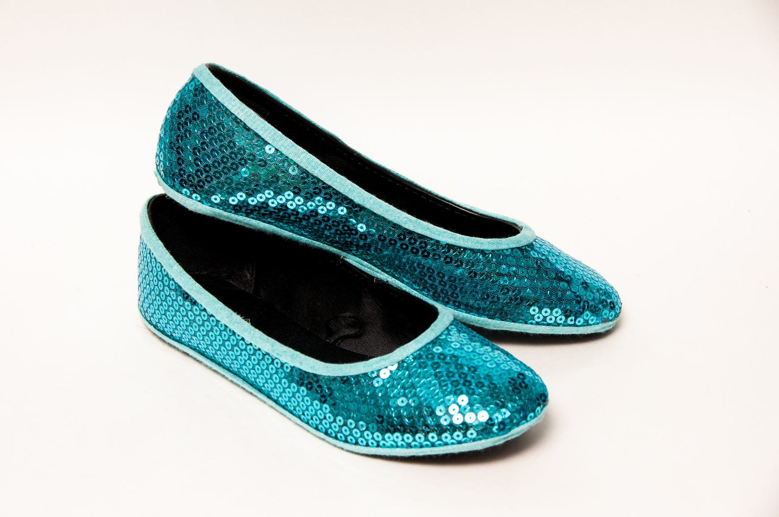 sequin - malibu blue ballet slipper flats custom shoes