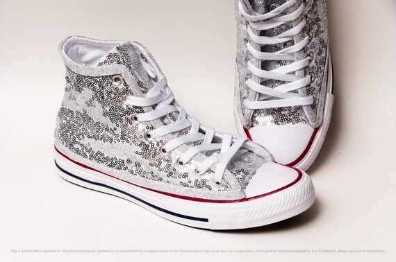 converse silver sequin sneakers