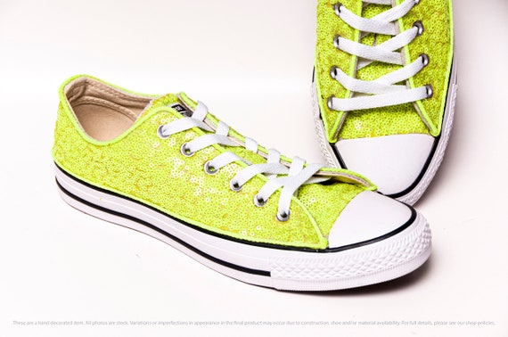 Neon Green Starlight Sequin Converse Yellow Sequin Converse Sneakers | Etsy
