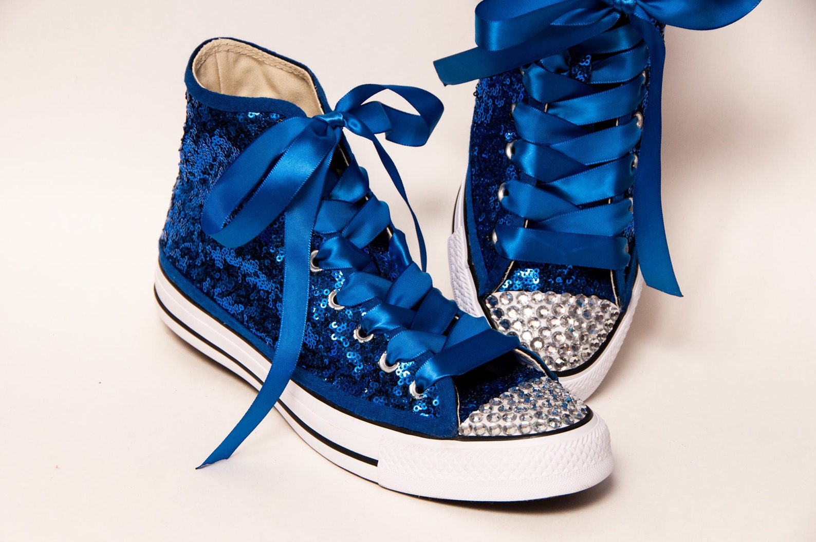 Sapphire Blue Starlight Sequin Converse High Top Sneakers Etsy