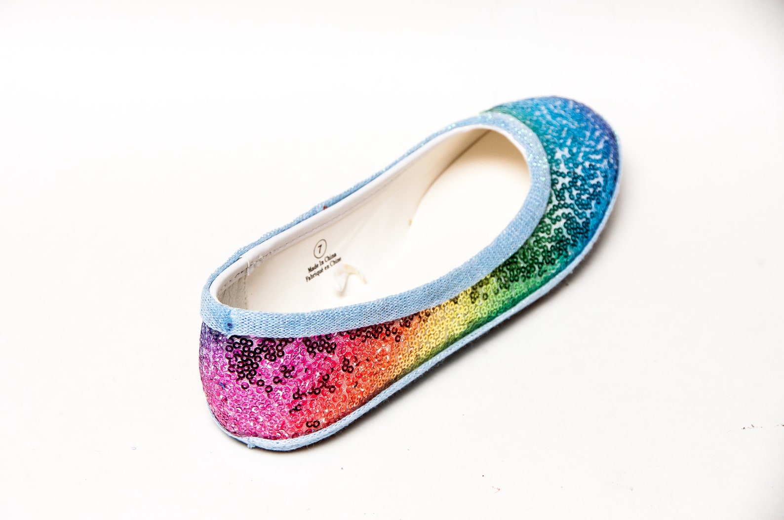 rainbow sequin ballet flats