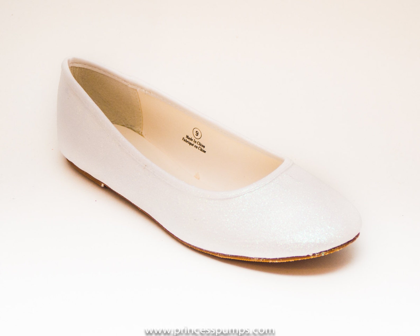 bridal - glitter crystal iridescent iris white ballet flat slipper custom shoes