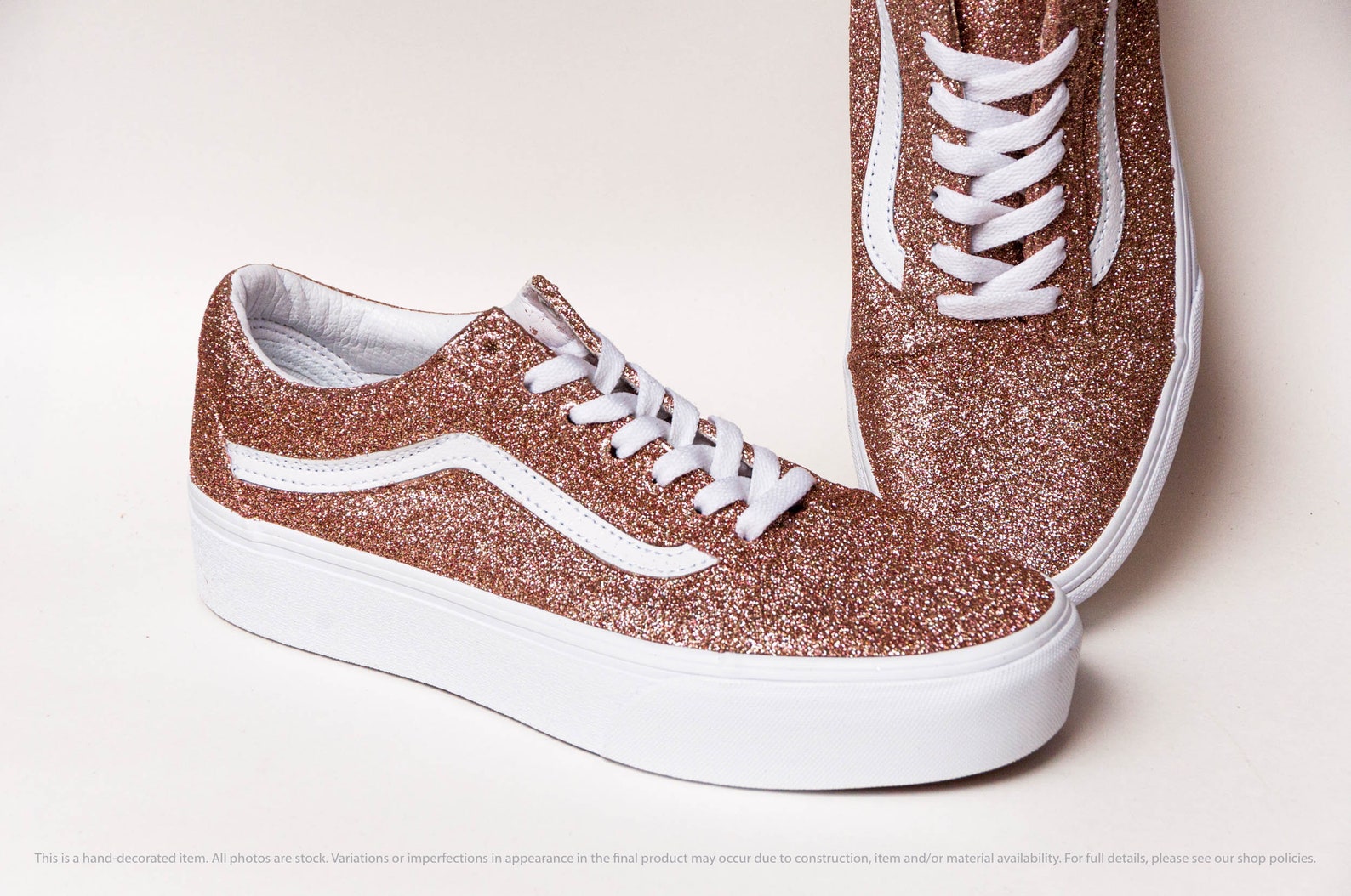 rose gold sparkly vans