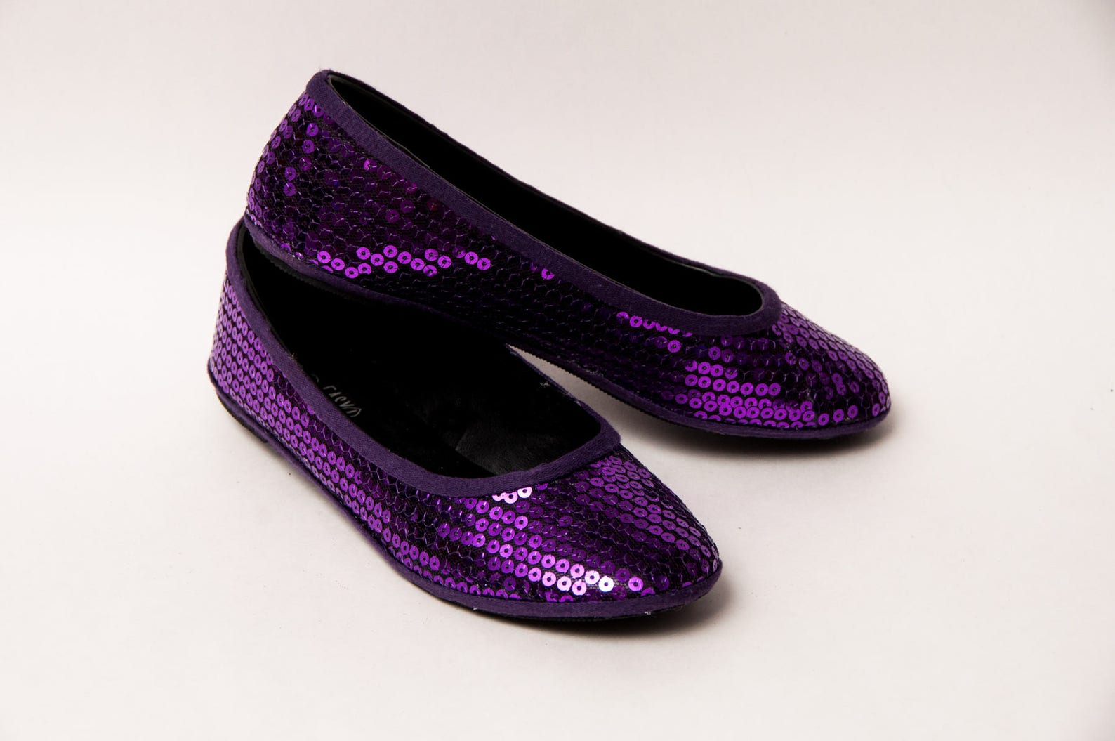 sequin - plum purple slipper ballet flats shoes by princess pumps