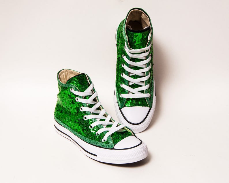 green sequin sneakers