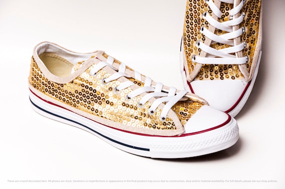 converse gold sequin and canvas sneakers