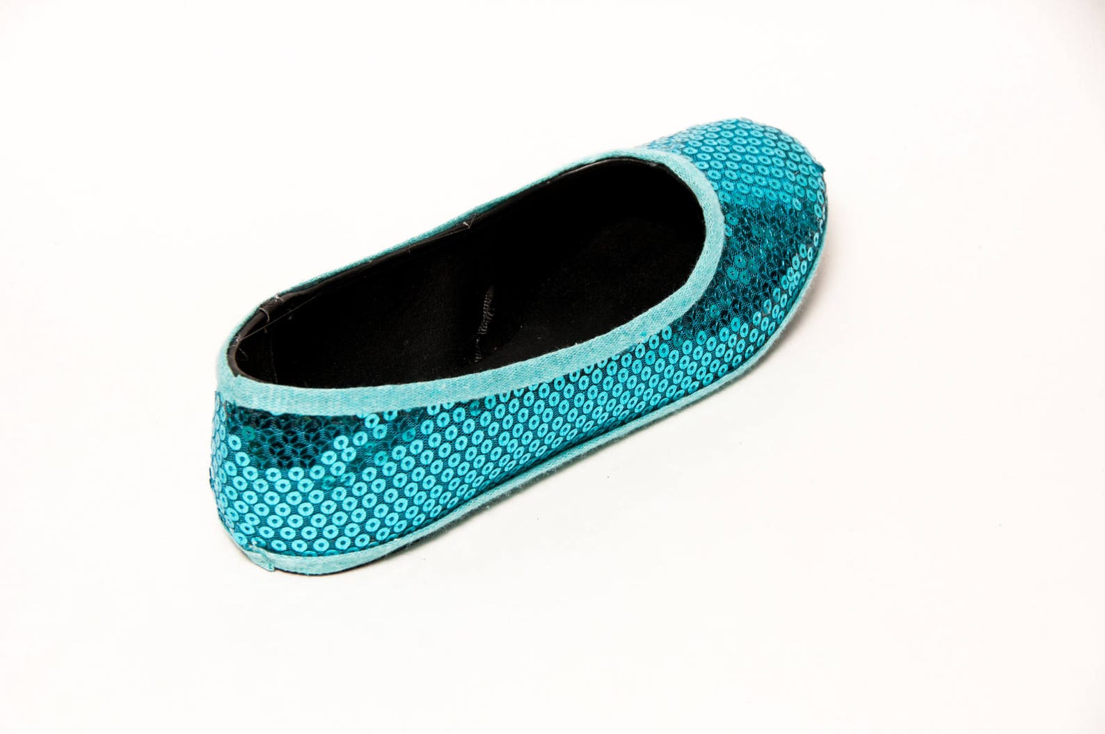 sequin - malibu blue ballet slipper flats custom shoes