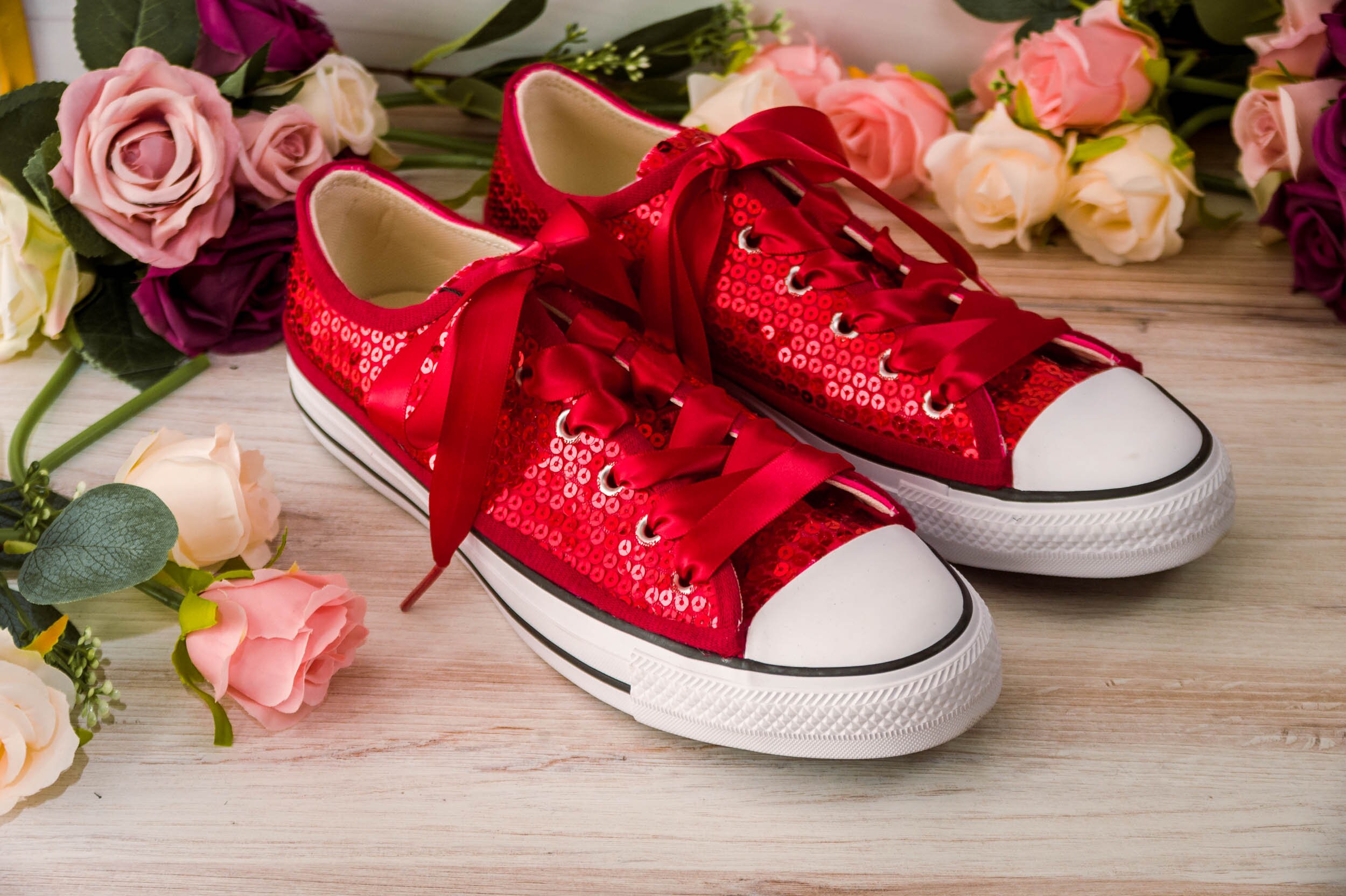 Womens red hotsell sequin sneakers