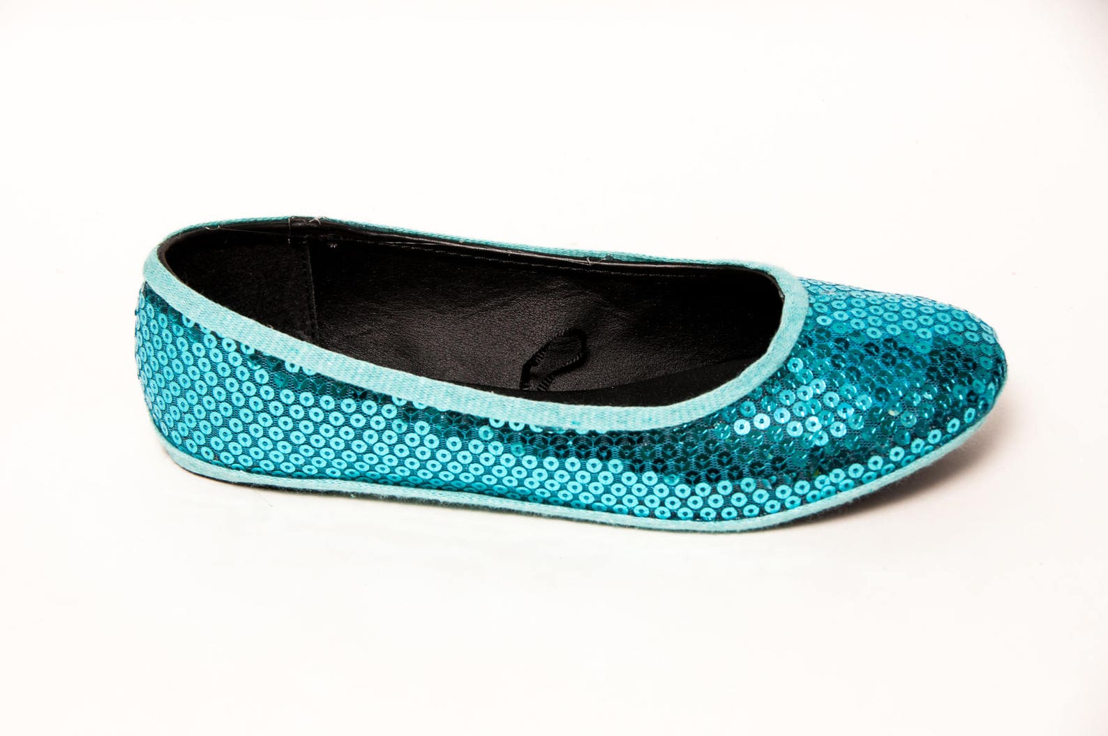 sequin - malibu blue ballet slipper flats custom shoes