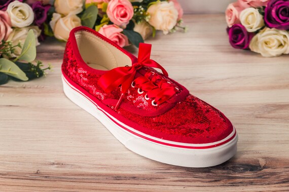 red sparkly sneakers