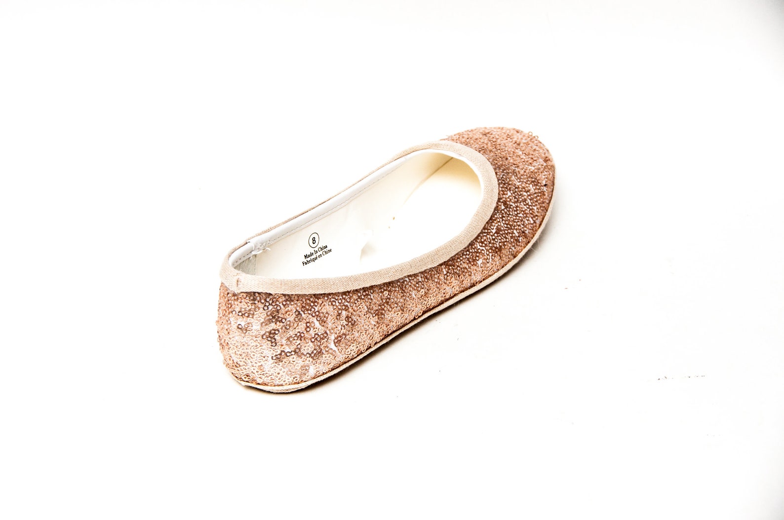 sequin - champagne light gold sparkly sequin ballet flats shoes